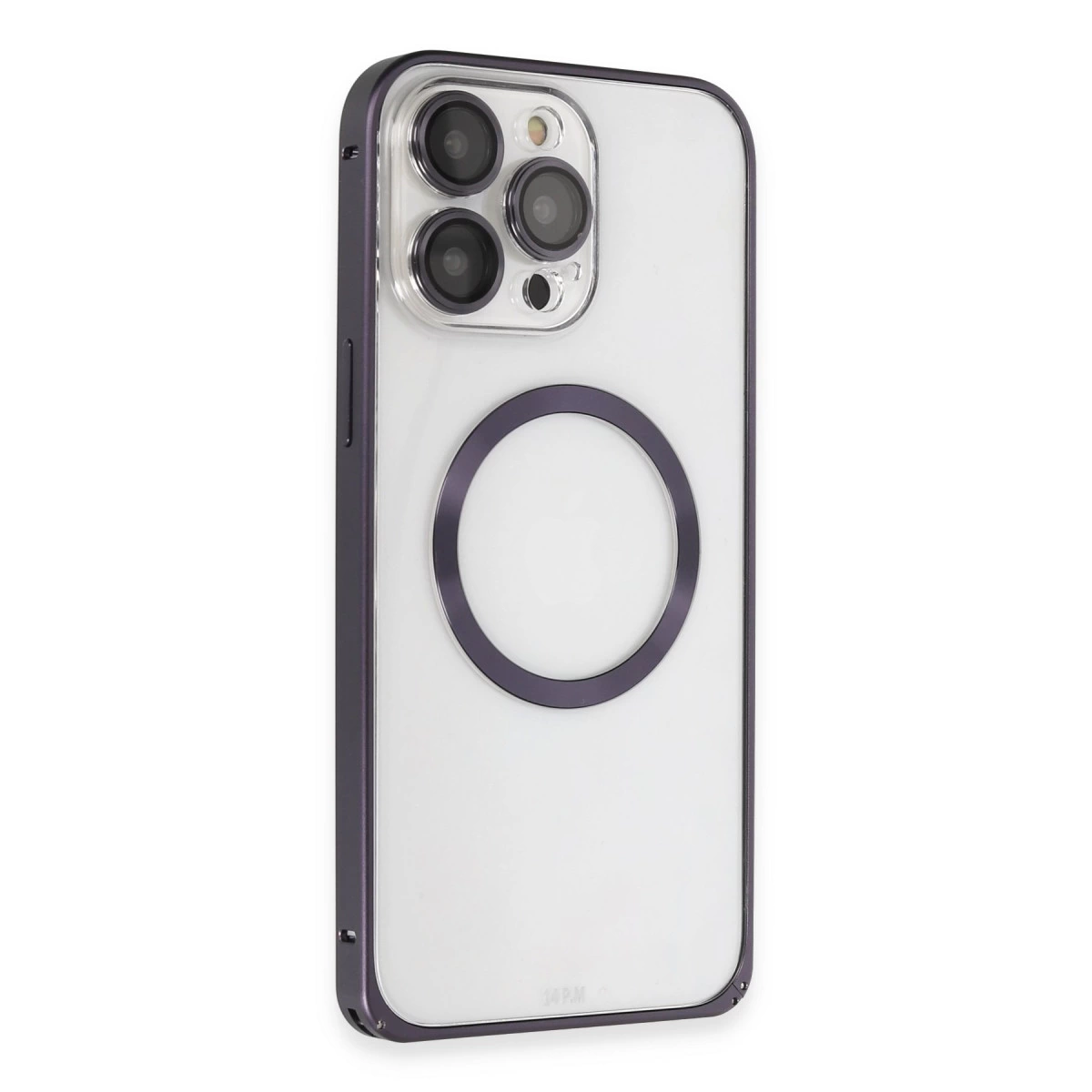 Joko İphone 14 Pro Kılıf Metal Bumper Magneticsafe Kapak - Derin Mor