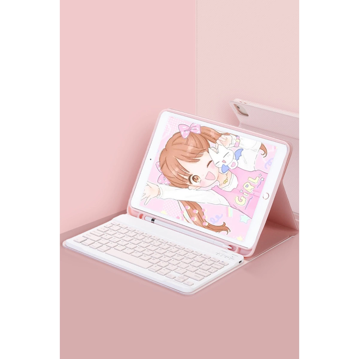 Xiaomi Pad 6 Kılıf Kc01 Smart Klavyeli Tablet Kılıfı - Pembe