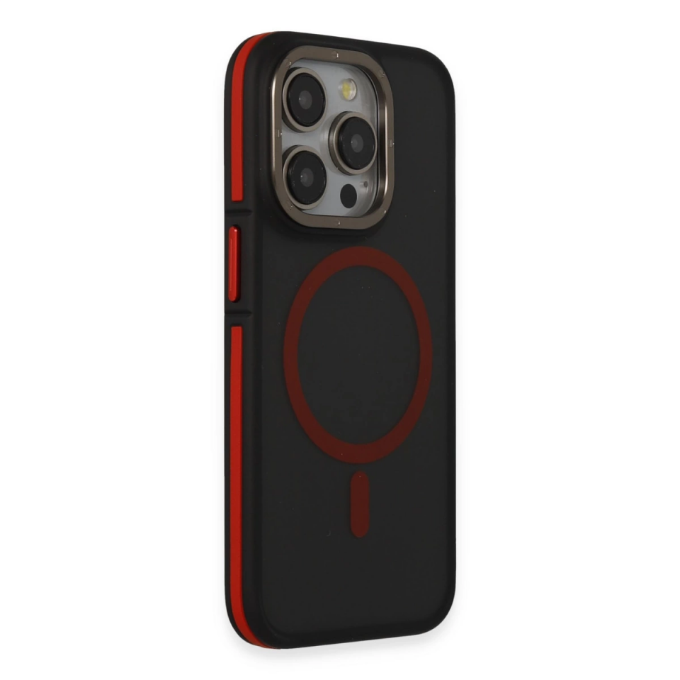 Joko İphone 14 Pro Max Kılıf Rocky Magsafe Kapak - Siyah-kırmızı