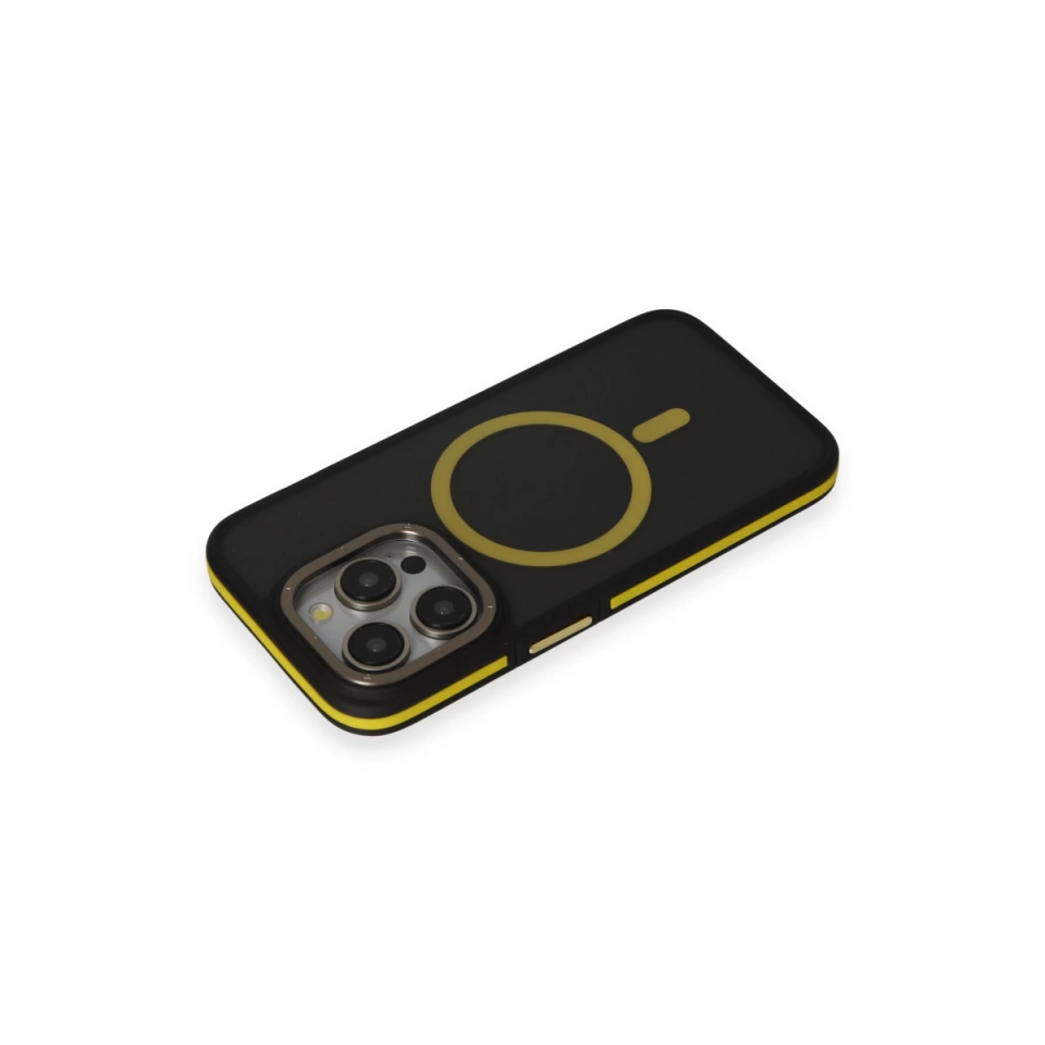 Joko İphone 14 Pro Max Kılıf Rocky Magsafe Kapak - Siyah-sarı