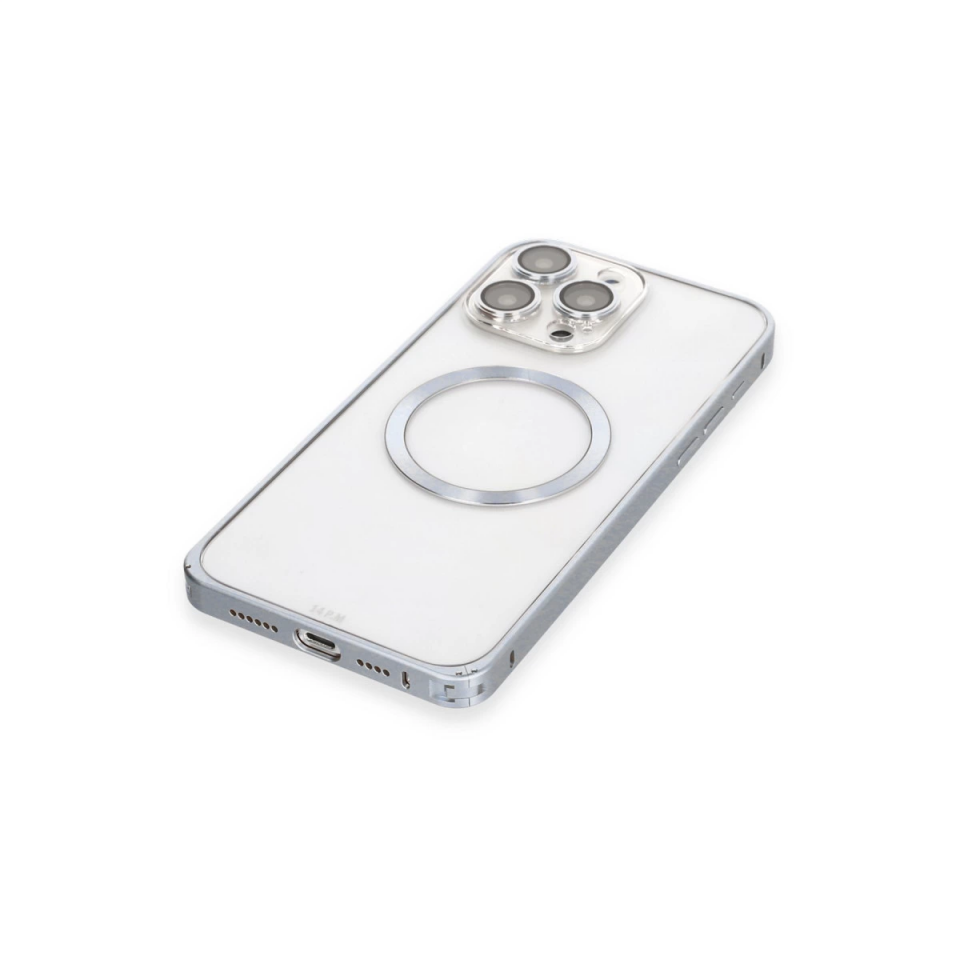 Joko İphone 15 Pro Kılıf Metal Bumper Magneticsafe Kapak - Gri