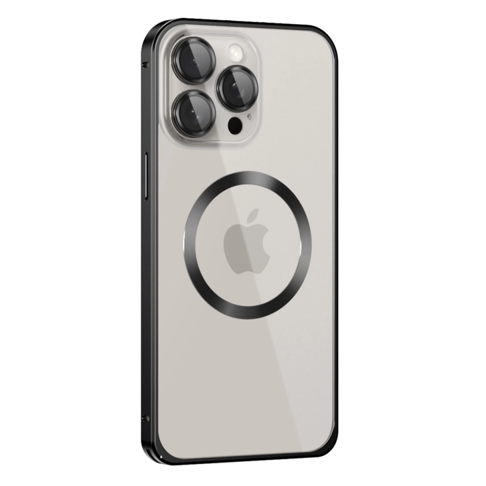 Joko İphone 15 Pro Max Kılıf Metal Bumper Magneticsafe Kapak - Siyah