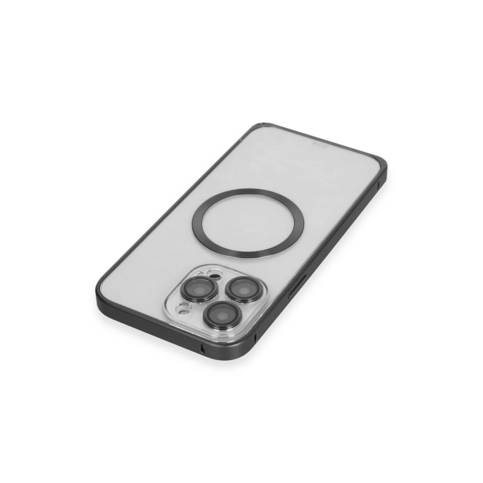 Joko İphone 15 Pro Max Kılıf Metal Bumper Magneticsafe Kapak - Siyah