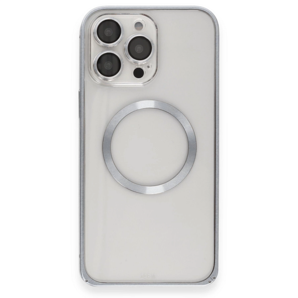 Joko İphone 15 Pro Max Kılıf Metal Bumper Magneticsafe Kapak - Gri