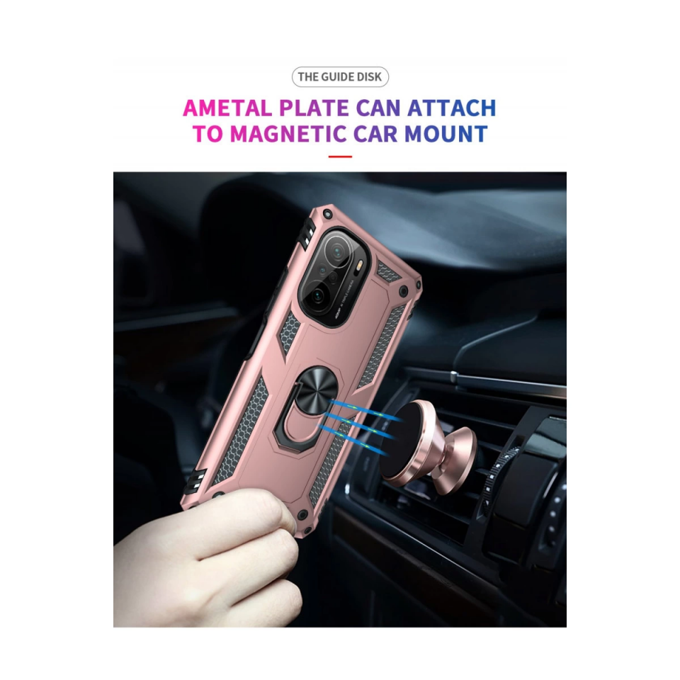 Xiaomi Poco F3 Kılıf Sofya Yüzüklü Silikon Kapak - Rose