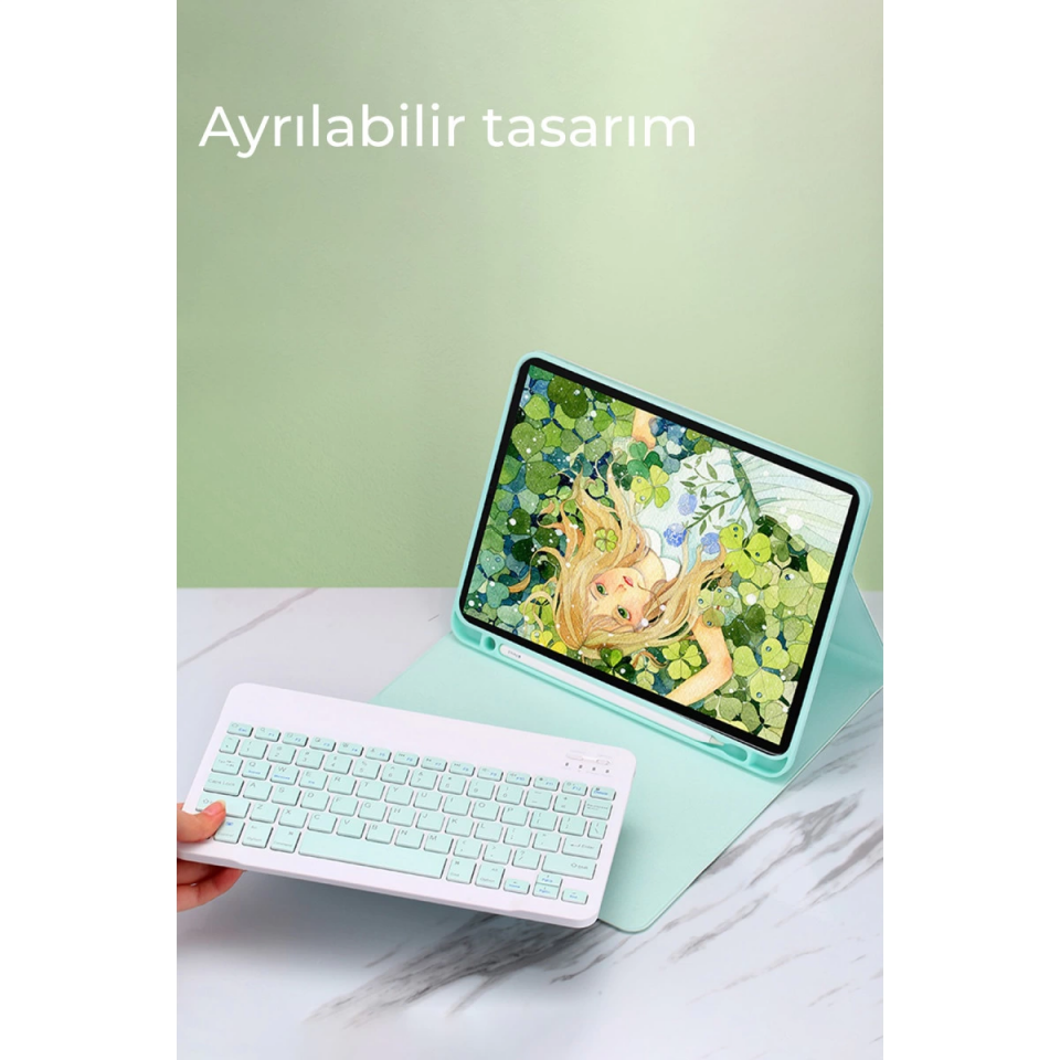 İpad Pro 12.9 (2022) Kılıf Kc01 Smart Klavyeli Tablet Kılıfı - Siyah