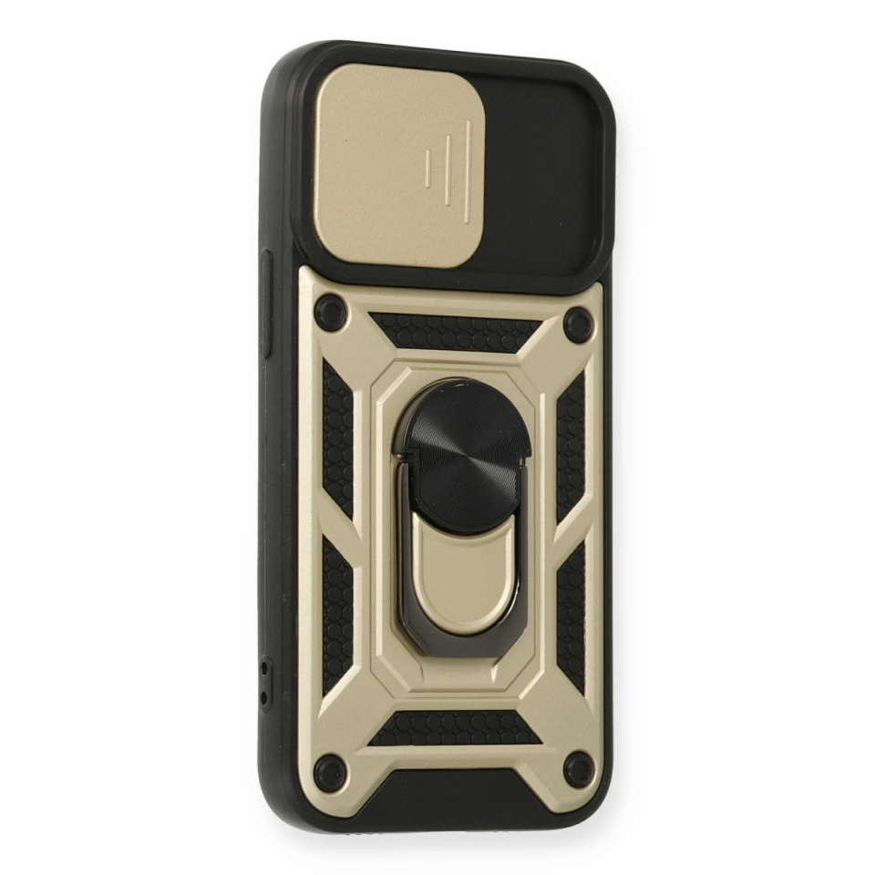 İphone 12 Mini Kılıf Pars Lens Yüzüklü Silikon - Gold
