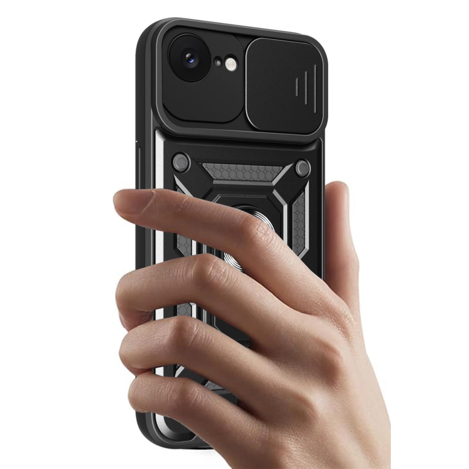 İphone 16e Kılıf Pars Lens Yüzüklü Silikon - Lacivert