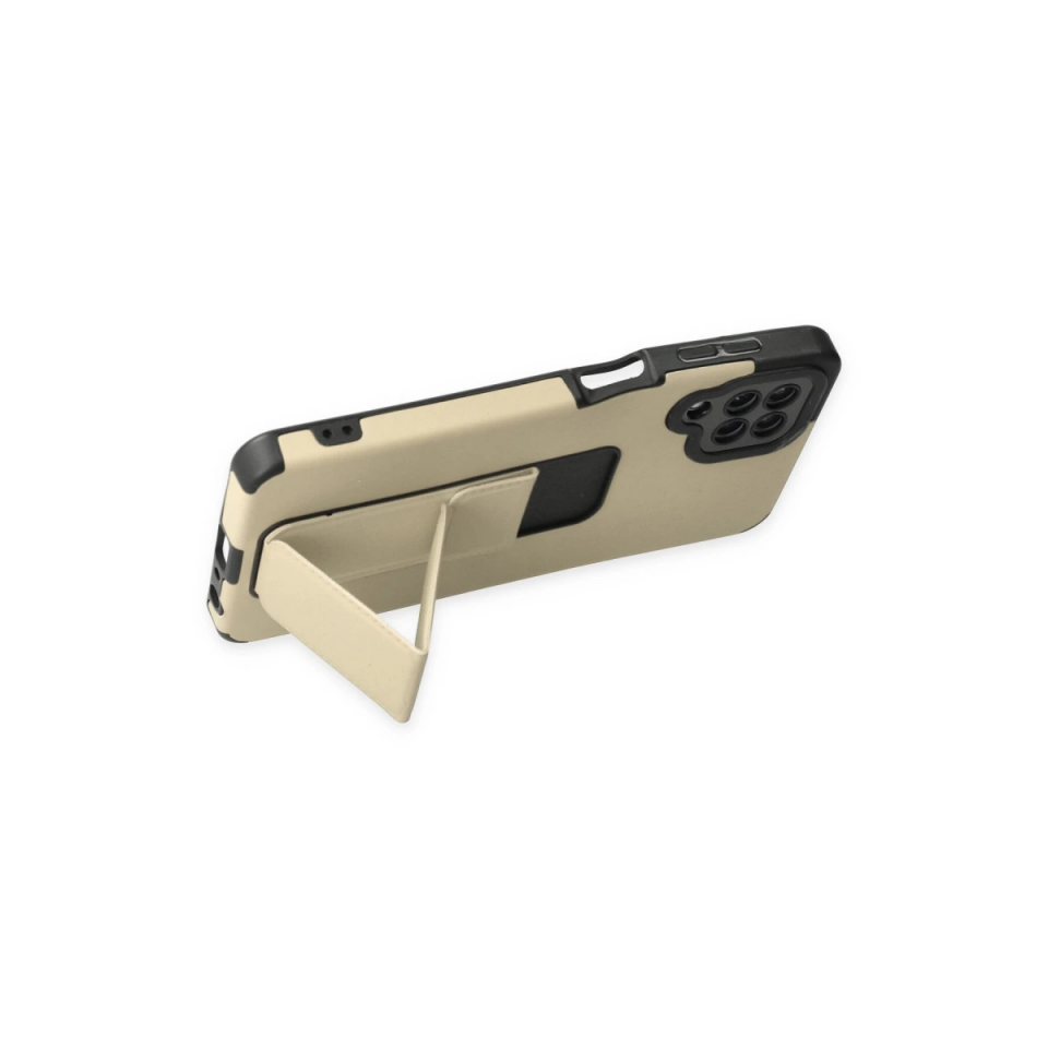Samsung Galaxy A22 Kılıf Mega Standlı Silikon - Gold