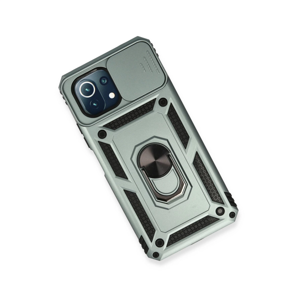 Xiaomi Mi 11 Lite Kılıf Pars Lens Yüzüklü Silikon - Yeşil