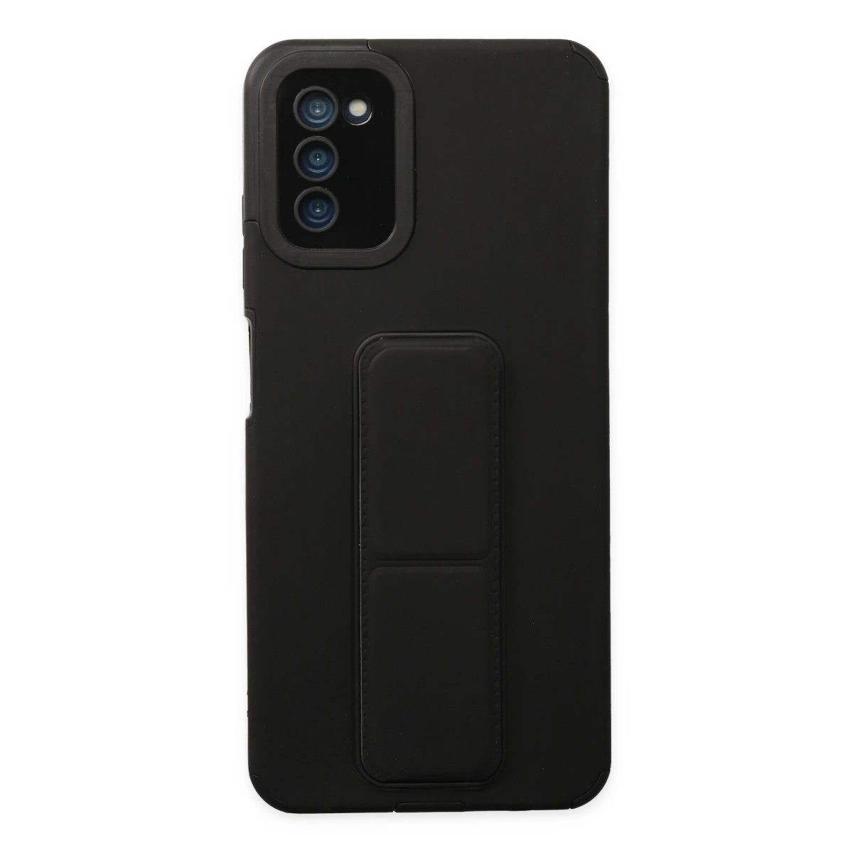 Samsung Galaxy A03s Kılıf Mega Standlı Silikon - Siyah