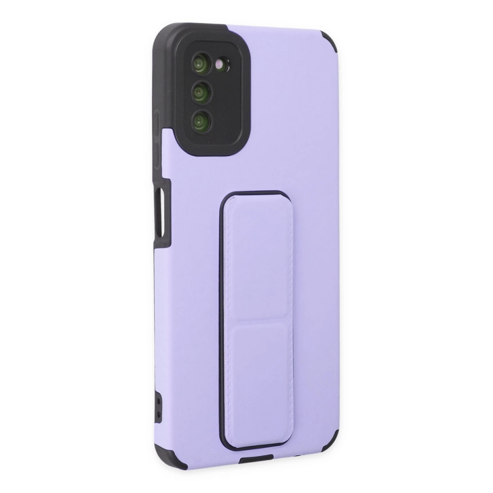 Samsung Galaxy A03s Kılıf Mega Standlı Silikon - Lila