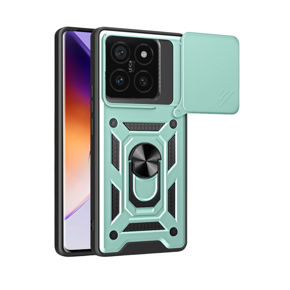 Xiaomi Mi 14t Pro Kılıf Pars Lens Yüzüklü Silikon - Yeşil