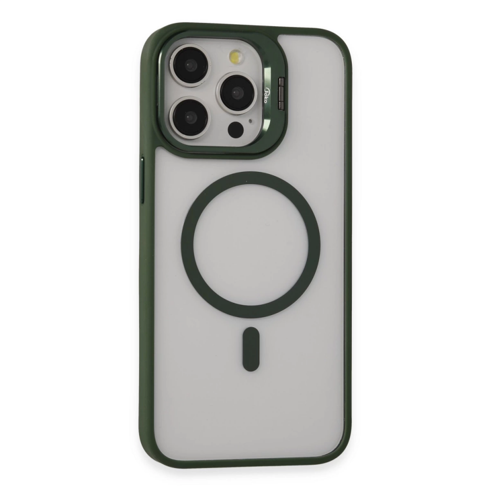 Joko İphone 15 Pro Max Kılıf Roblox Lens Magsafe Standlı Kapak - Koyu Yeşil