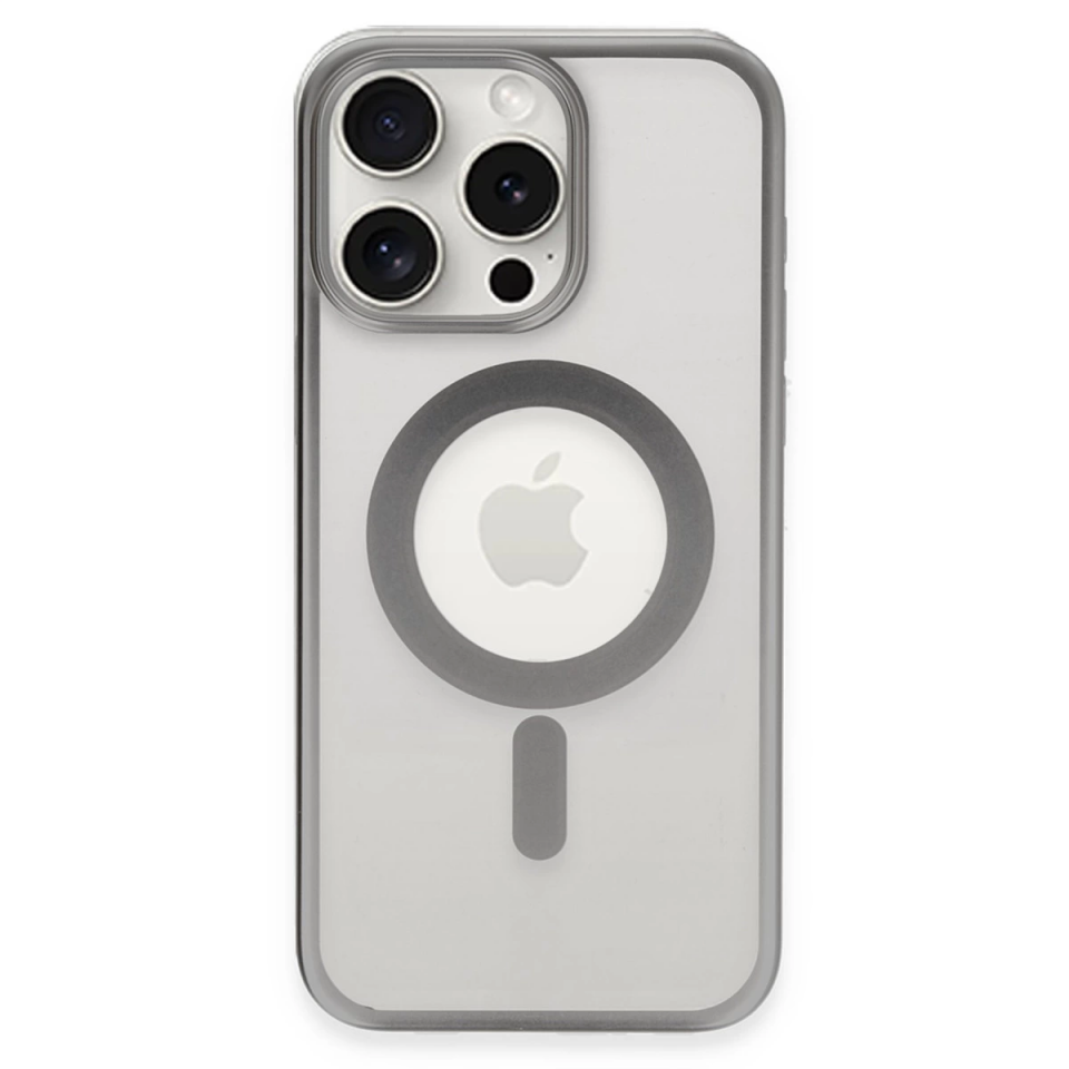 İphone 15 Pro Kılıf Erozi Magsafe Kapak - Gümüş