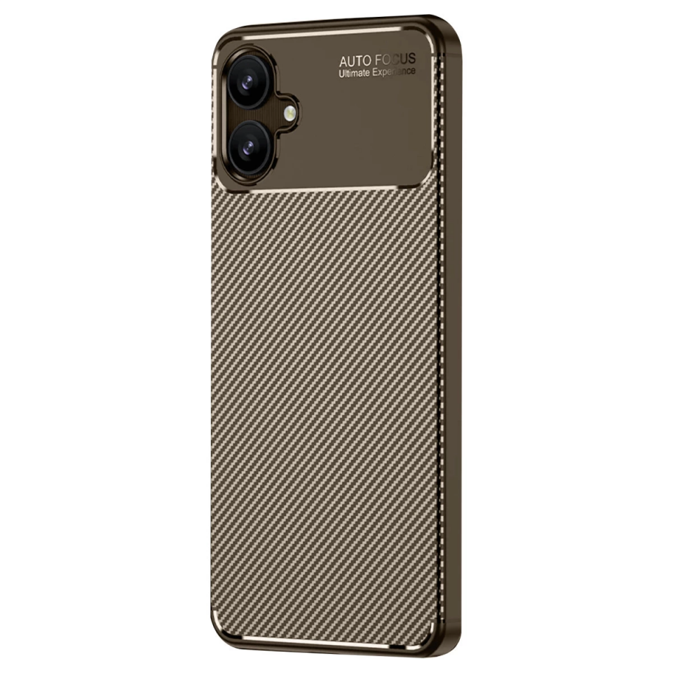 Samsung Galaxy A06 Kılıf Auto Focus Karbon Kapak - Kahverengi