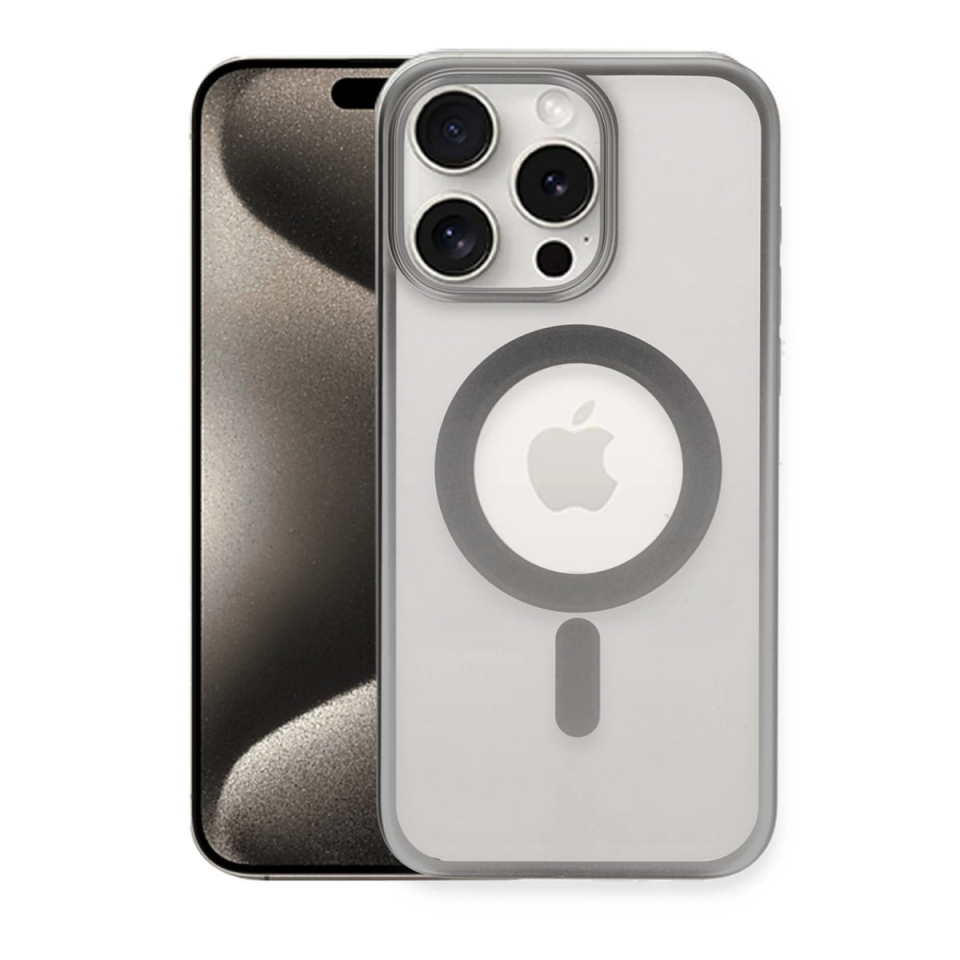 İphone 15 Pro Max Kılıf Erozi Magsafe Kapak - Gümüş