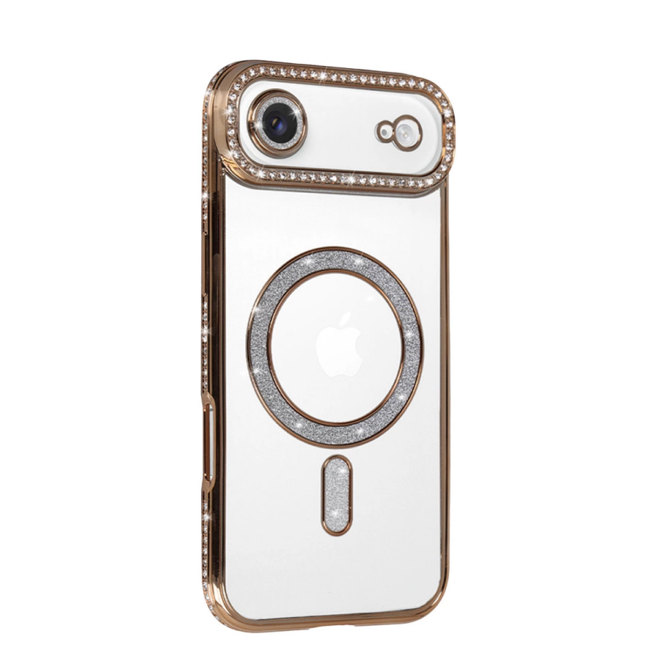 İphone 17 Air Joke Simli Magneticsafe Kılıf - Gold