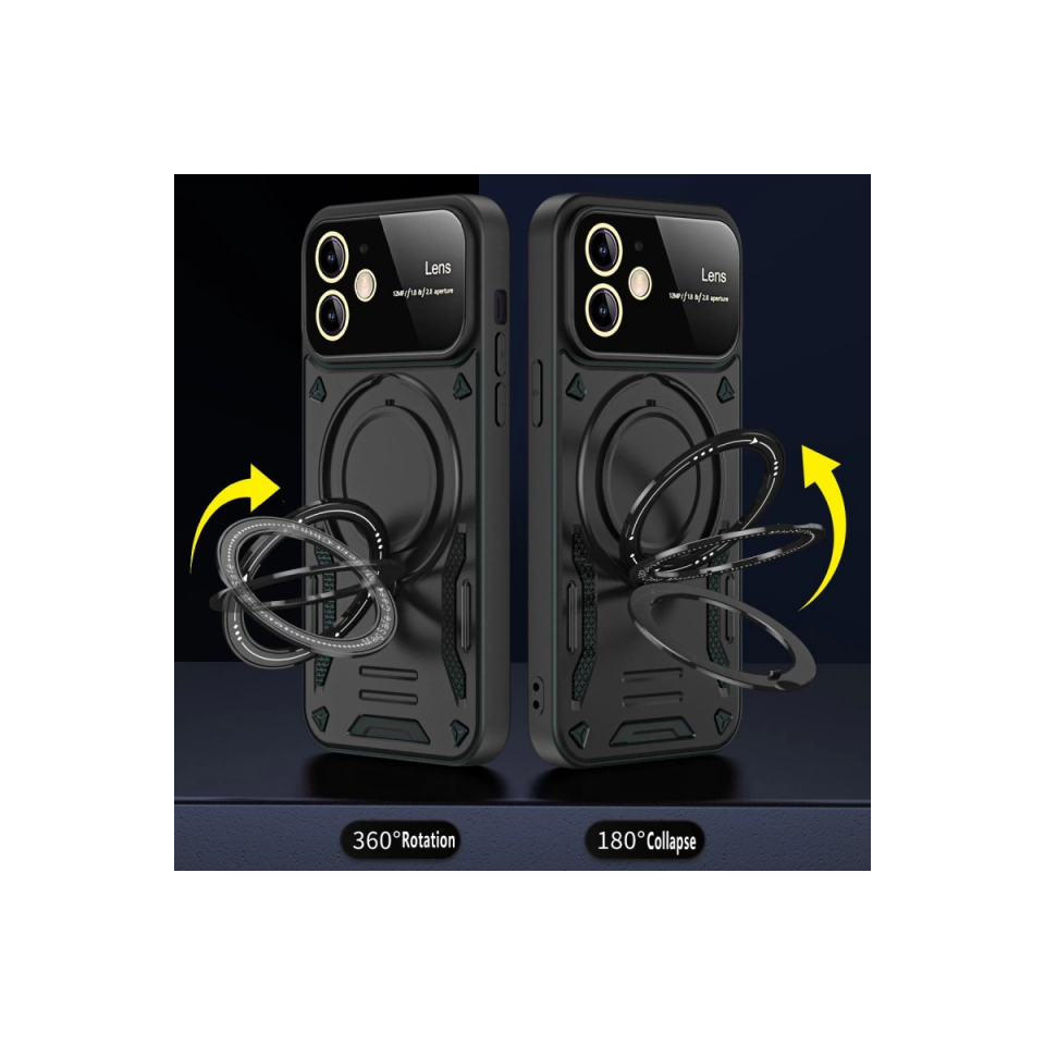 İphone 11 Kılıf Joy Lens Standlı Kapak - Siyah