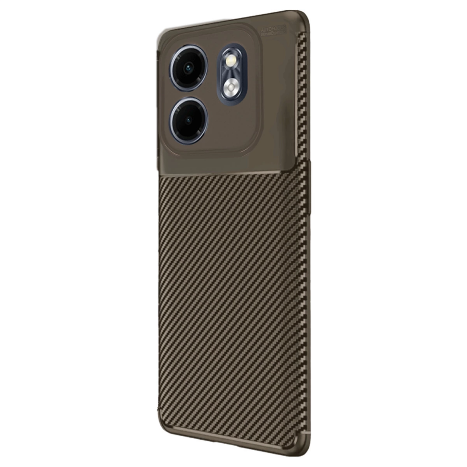 İnfinix Smart 9 Kılıf Auto Focus Karbon Kapak - Kahverengi