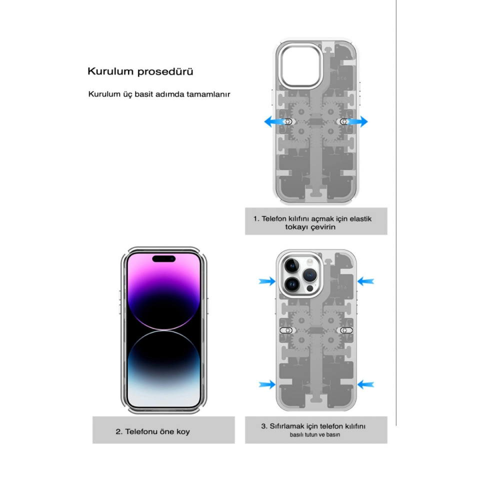 İphone 14 Pro Max Kılıf Mekanik Bumper Kapak - Gold