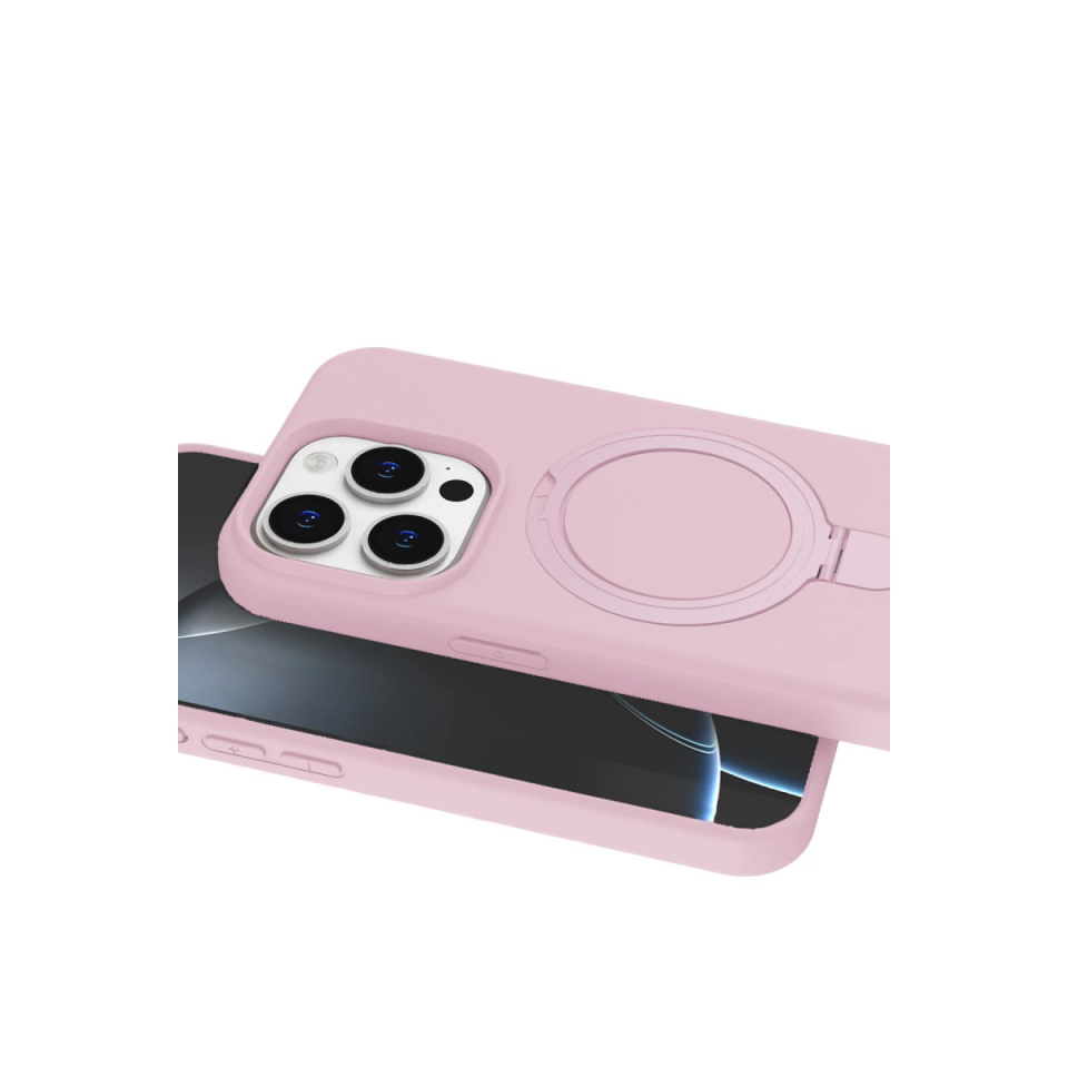 İphone 14 Pro Max Regal Magsafe Standlı Kapak - Açık Pembe