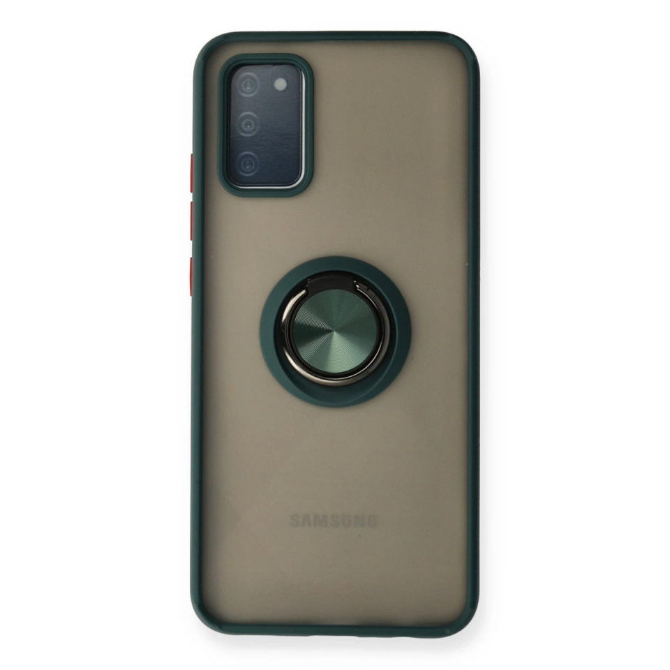 Samsung Galaxy A02s Kılıf Montreal Yüzüklü Silikon Kapak - Yeşil