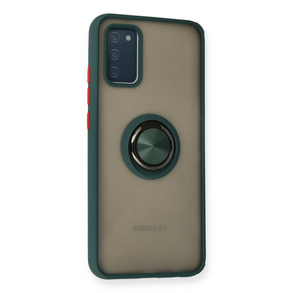 Samsung Galaxy A02s Kılıf Montreal Yüzüklü Silikon Kapak - Yeşil