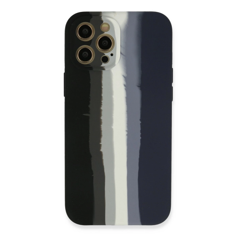 İphone 12 Pro Kılıf Ebruli Lansman Silikon - Siyah-lacivert