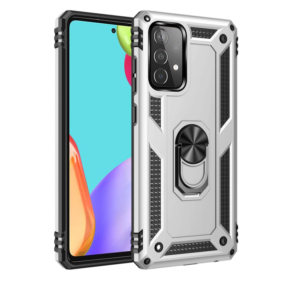 Samsung Galaxy A52 Kılıf Sofya Yüzüklü Silikon Kapak - Gümüş