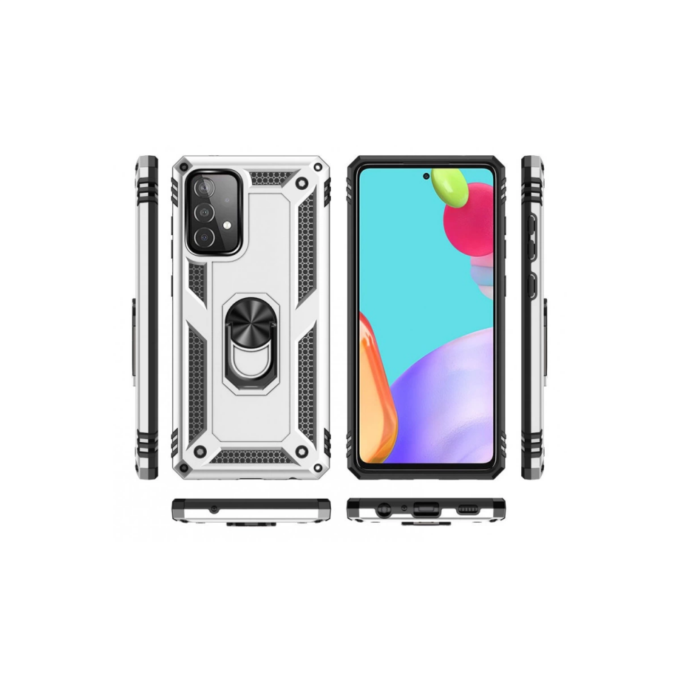 Samsung Galaxy A52 Kılıf Sofya Yüzüklü Silikon Kapak - Gümüş