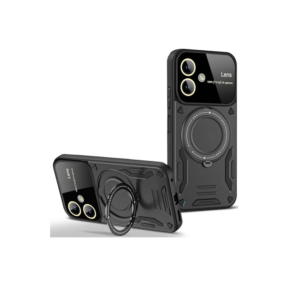 Samsung Galaxy A05 Kılıf Joy Lens Standlı Kapak - Siyah