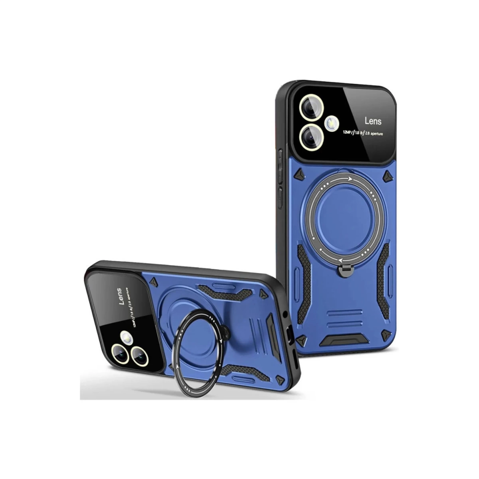 Samsung Galaxy A05 Kılıf Joy Lens Standlı Kapak - Lacivert