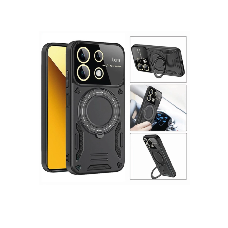 Samsung Galaxy A05 Kılıf Joy Lens Standlı Kapak - Koyu Yeşil