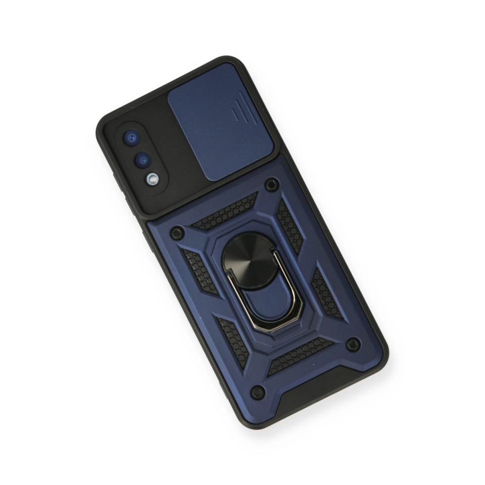 Samsung Galaxy A02 Kılıf Pars Lens Yüzüklü Silikon - Lacivert
