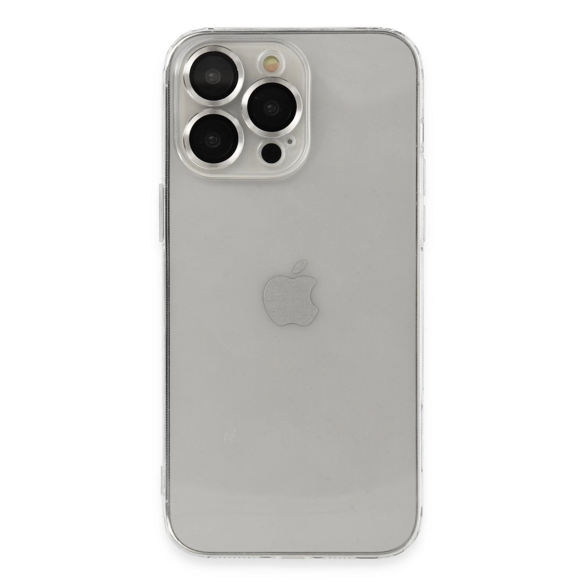 İphone 13 Pro Max Kılıf Luko Lens Silikon - Gümüş