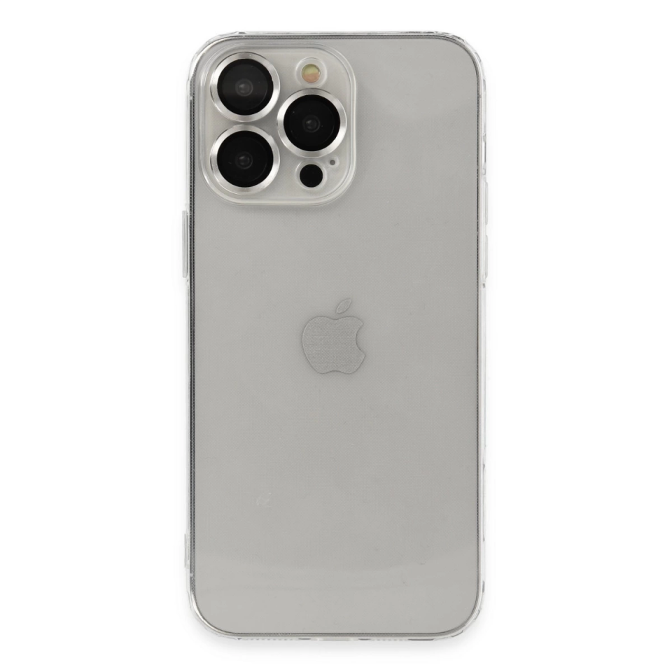 İphone 13 Pro Max Kılıf Luko Lens Silikon - Gümüş