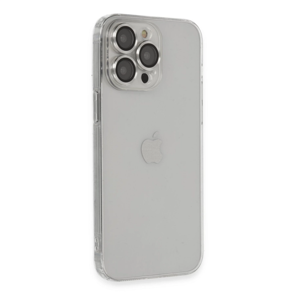 İphone 13 Pro Max Kılıf Luko Lens Silikon - Gümüş