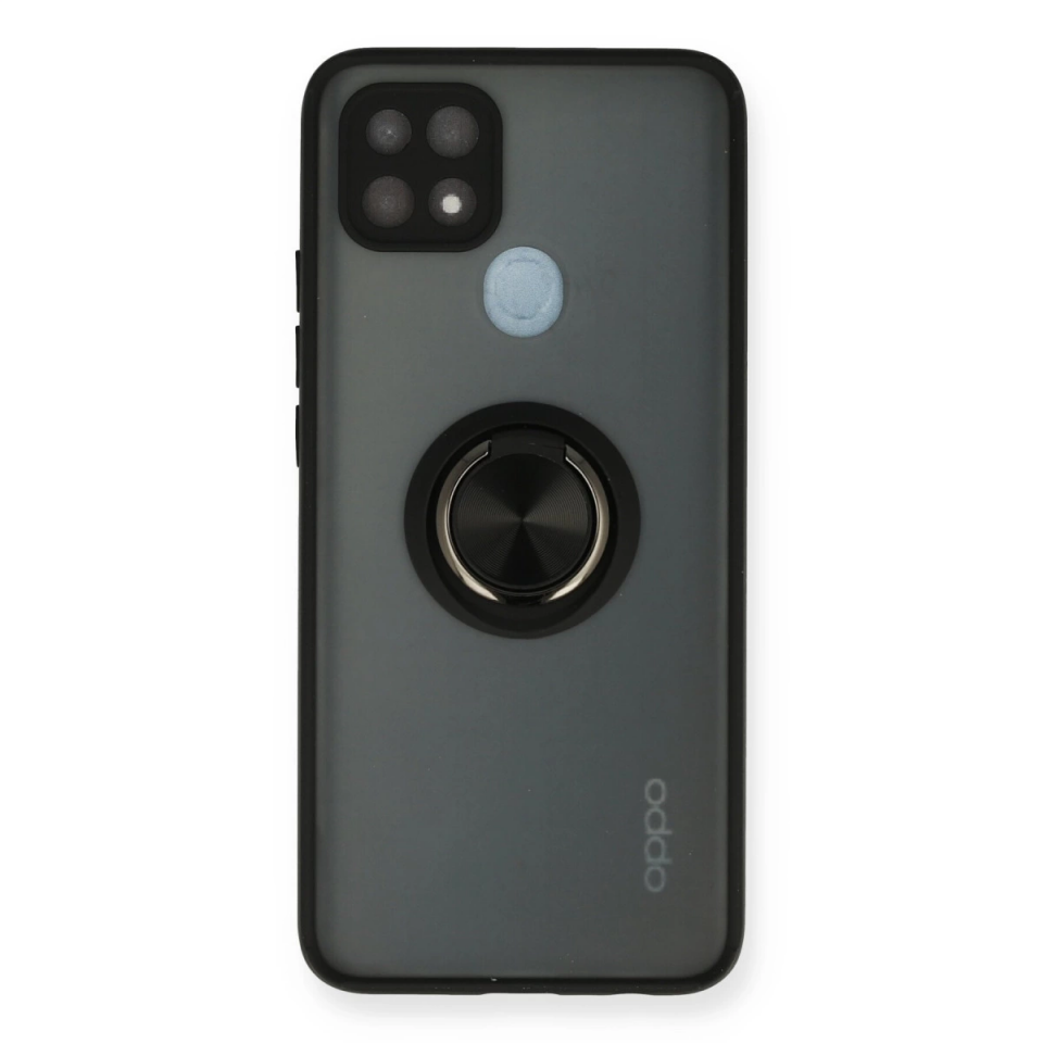 Oppo A15 Kılıf Montreal Yüzüklü Silikon Kapak - Siyah
