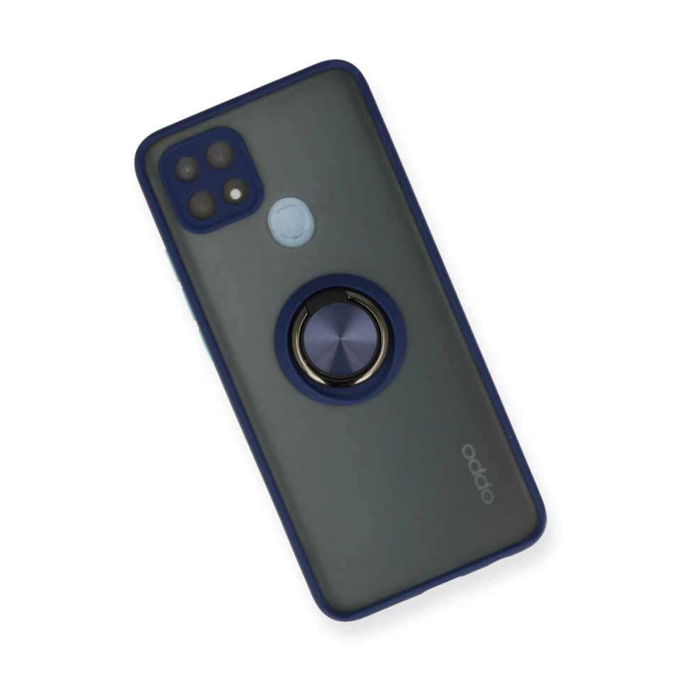 Oppo A15 Kılıf Montreal Yüzüklü Silikon Kapak - Lacivert