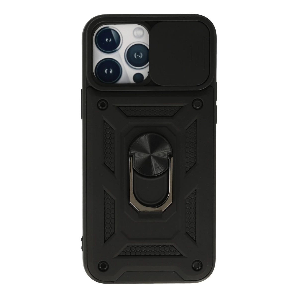 İphone 13 Pro Max Kılıf Pars Lens Yüzüklü Silikon - Siyah