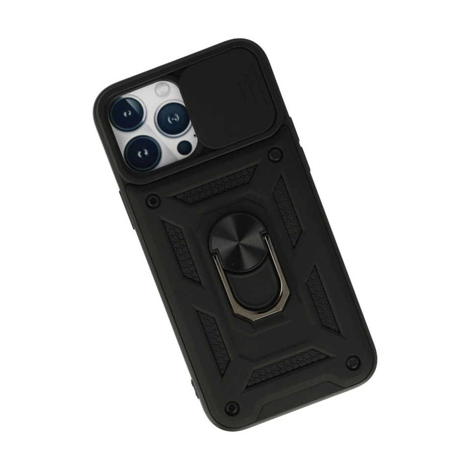 İphone 13 Pro Max Kılıf Pars Lens Yüzüklü Silikon - Siyah