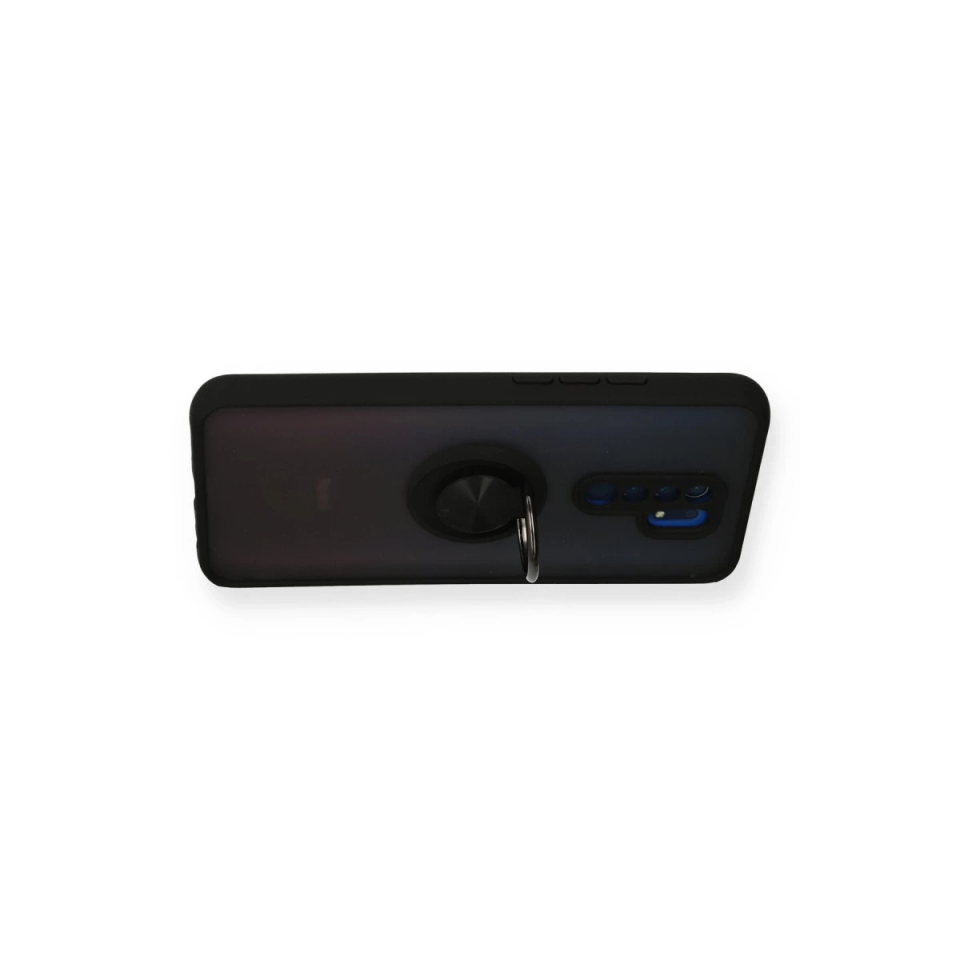 Xiaomi Redmi 9 Kılıf Montreal Yüzüklü Silikon Kapak - Siyah