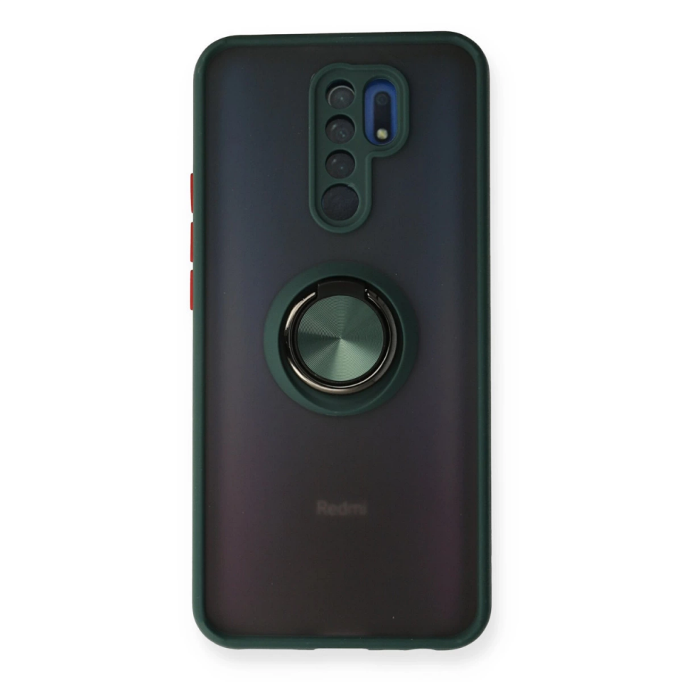 Xiaomi Redmi 9 Kılıf Montreal Yüzüklü Silikon Kapak - Yeşil