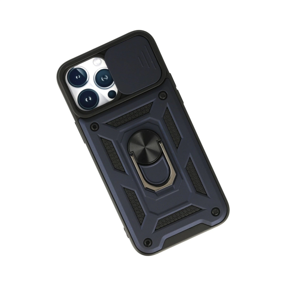İphone 13 Pro Max Kılıf Pars Lens Yüzüklü Silikon - Lacivert
