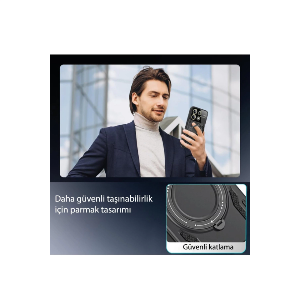 Xiaomi Redmi Note 13 4g Kılıf Joy Lens Standlı Kapak - Lacivert