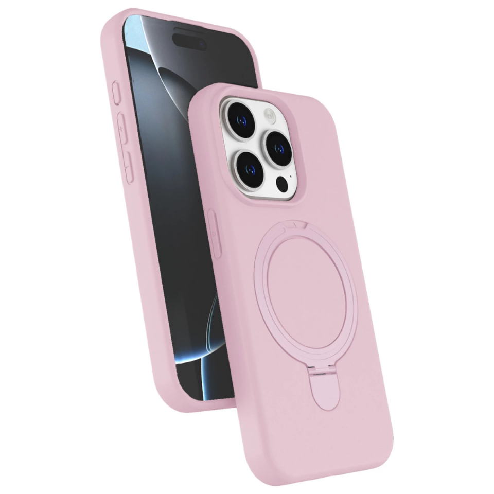 İphone 15 Pro Max Regal Magsafe Standlı Kapak - Açık Pembe