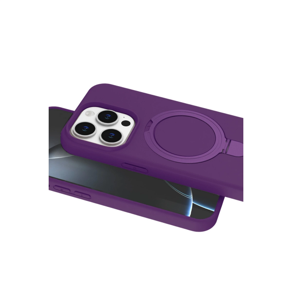 İphone 15 Pro Max Regal Magsafe Standlı Kapak - Derin Mor