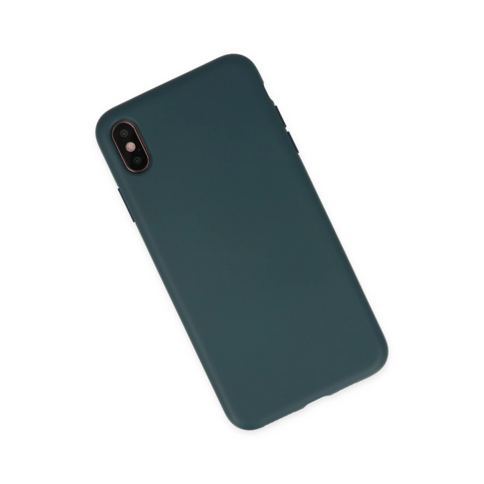 İphone Xs Max Kılıf Nano İçi Kadife Silikon - Koyu Yeşil