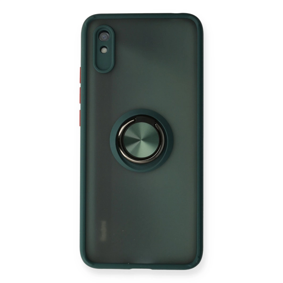 Xiaomi Redmi 9a Kılıf Montreal Yüzüklü Silikon Kapak - Yeşil